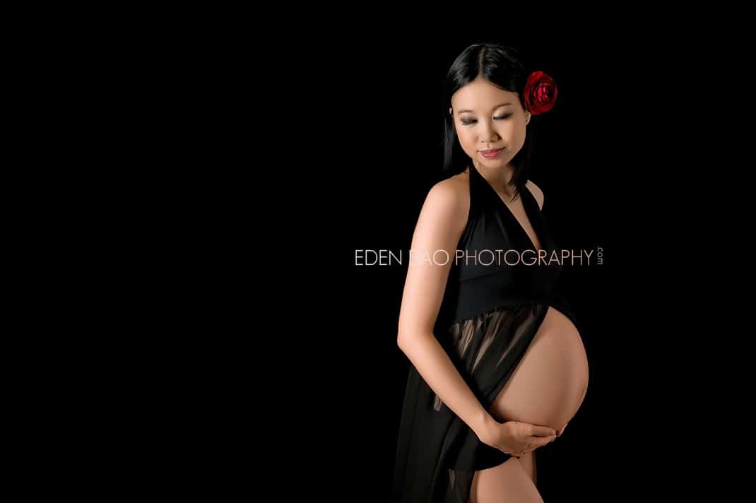 Vancouver BC Maternity Photographer Eden Bao | Corina black dress glamour