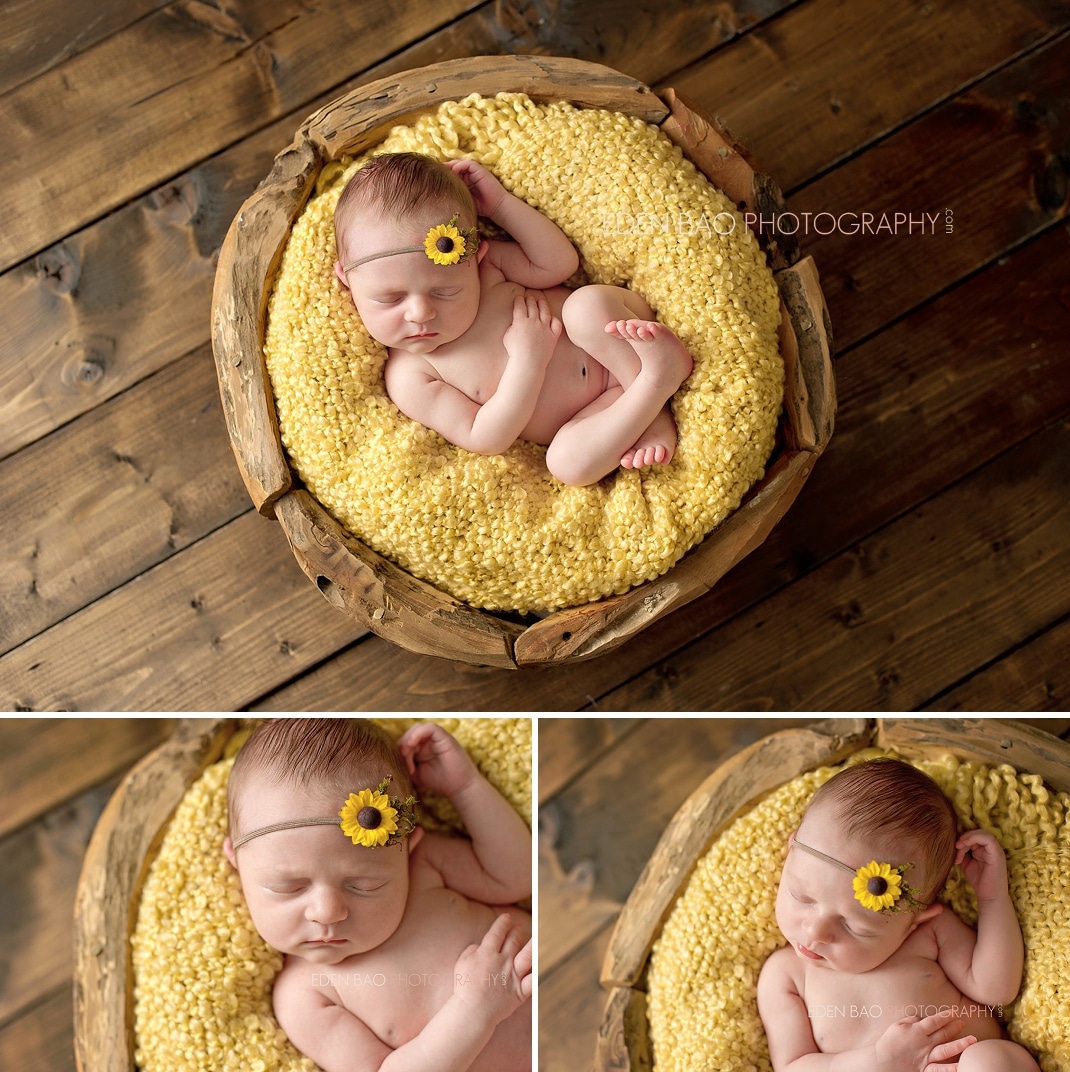 Coquitlam BC Newborn Photographer Eden Bao | Elin sunflower wooden bowl