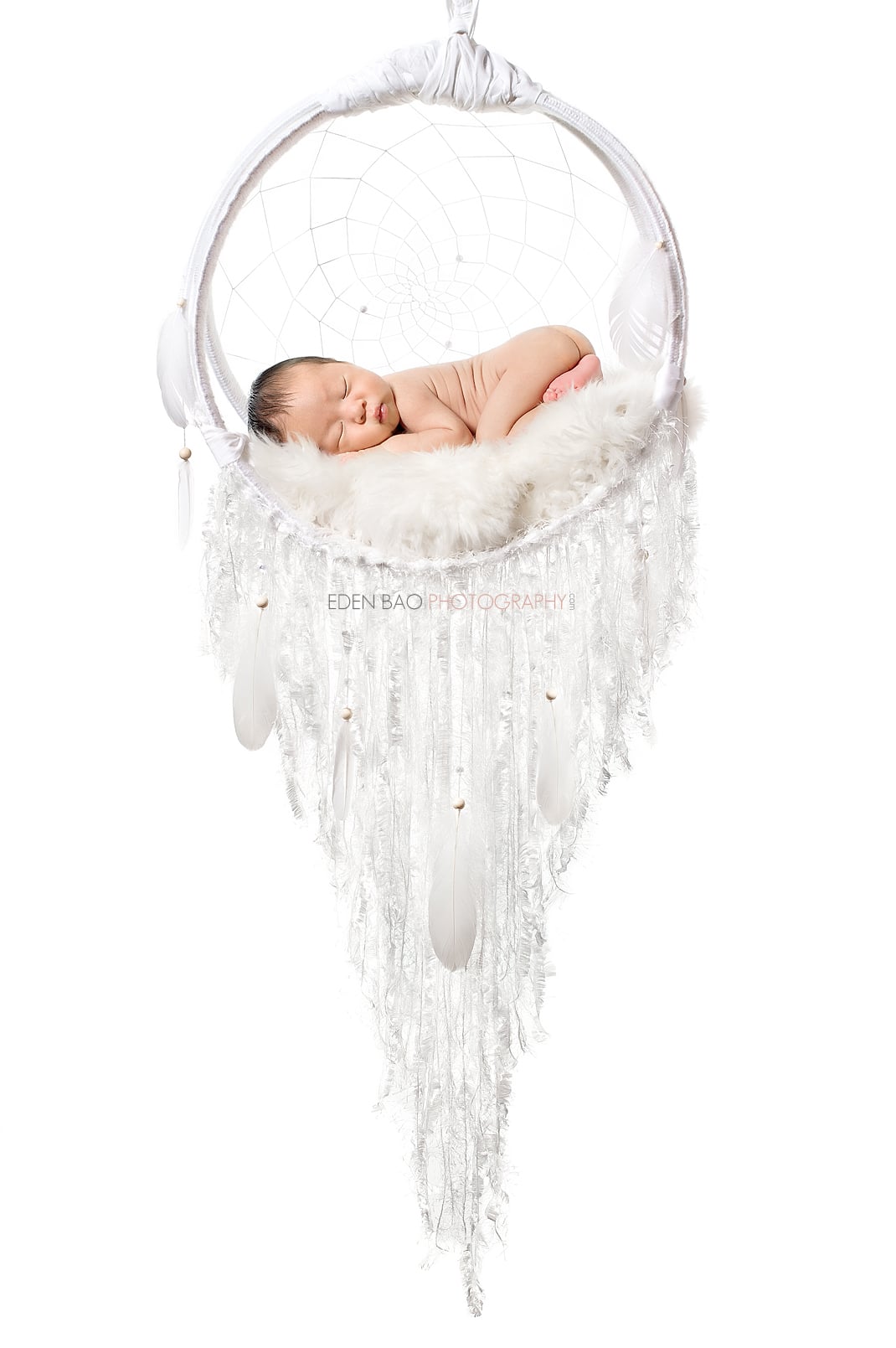 Vancouver BC Newborn Photographer Eden Bao Bennett artic fox white feather native dreamcatcher