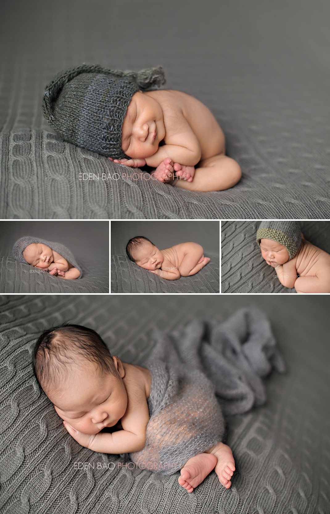 Vancouver BC Newborn Photographer Eden Bao | Newborn boy grey blanket throw backdrop