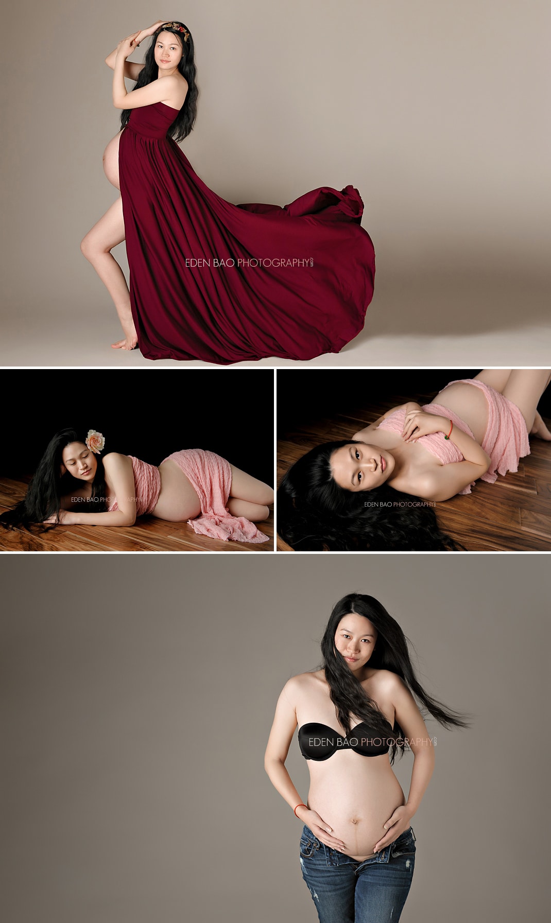 Vancouver BC Maternity Photographer Eden Bao Christy plum gown pink wrap