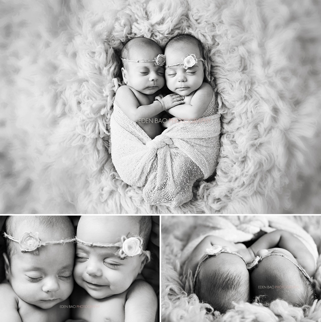 Richmond Vancouver BC Newborn Girl Twins Photographer Black and Whites
