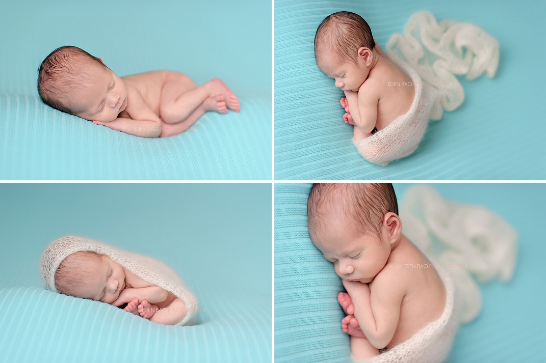 Burnaby BC Newborn Photographer Eden Bao pastel blue blanet poses