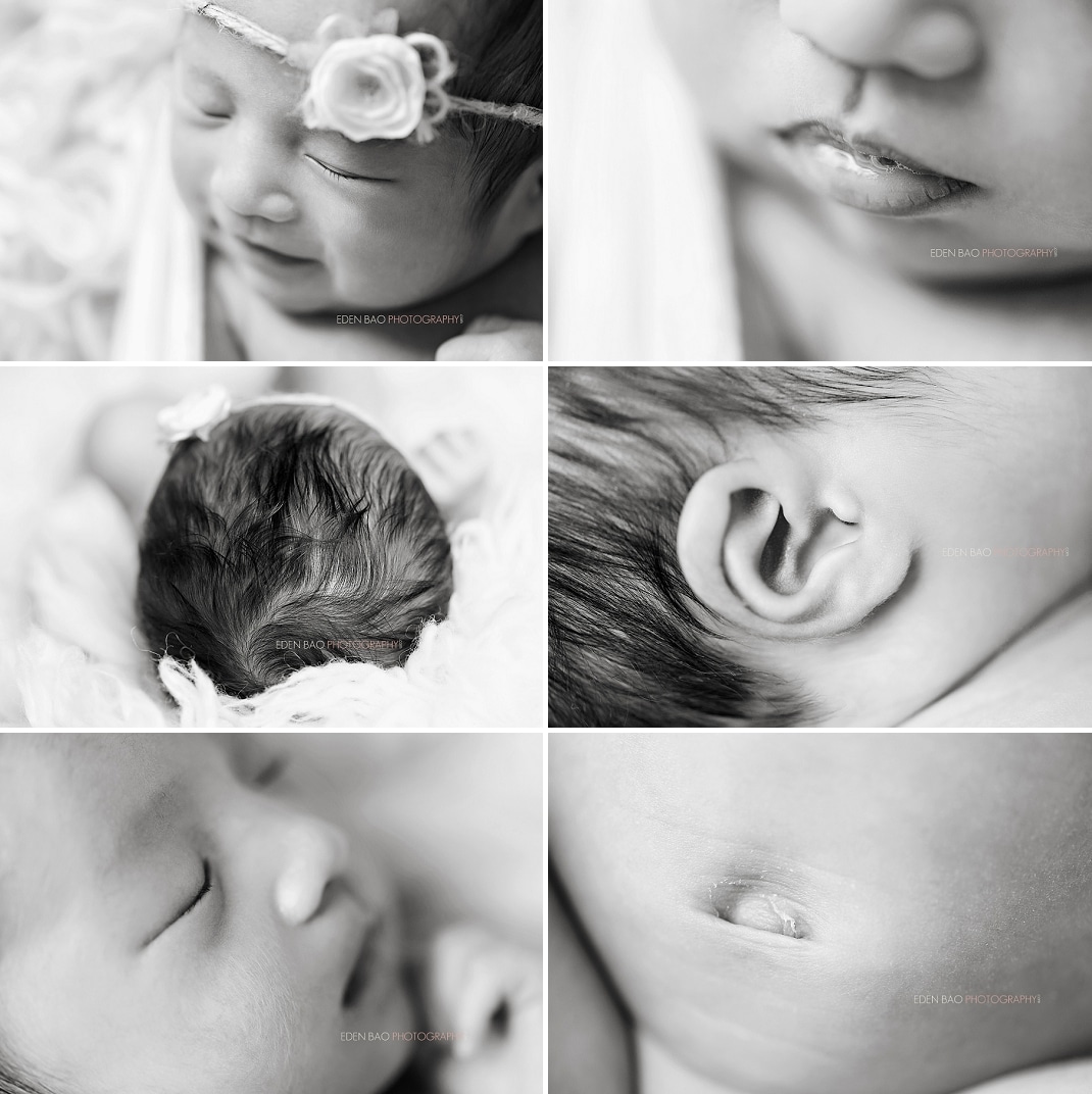 Seattle WA Newborn Photographer macro black and white