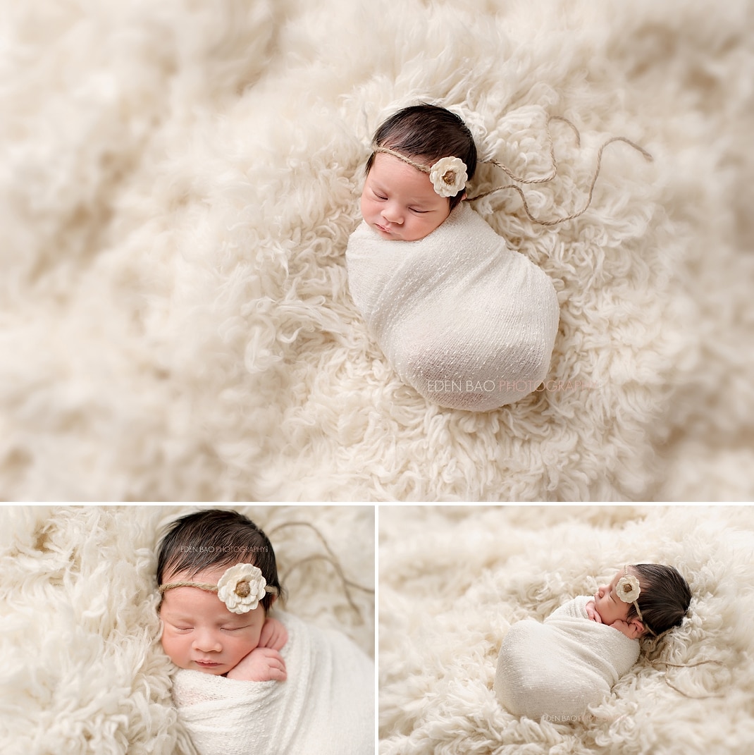 Seattle WA Newborn Photographer neutral shaggy rug