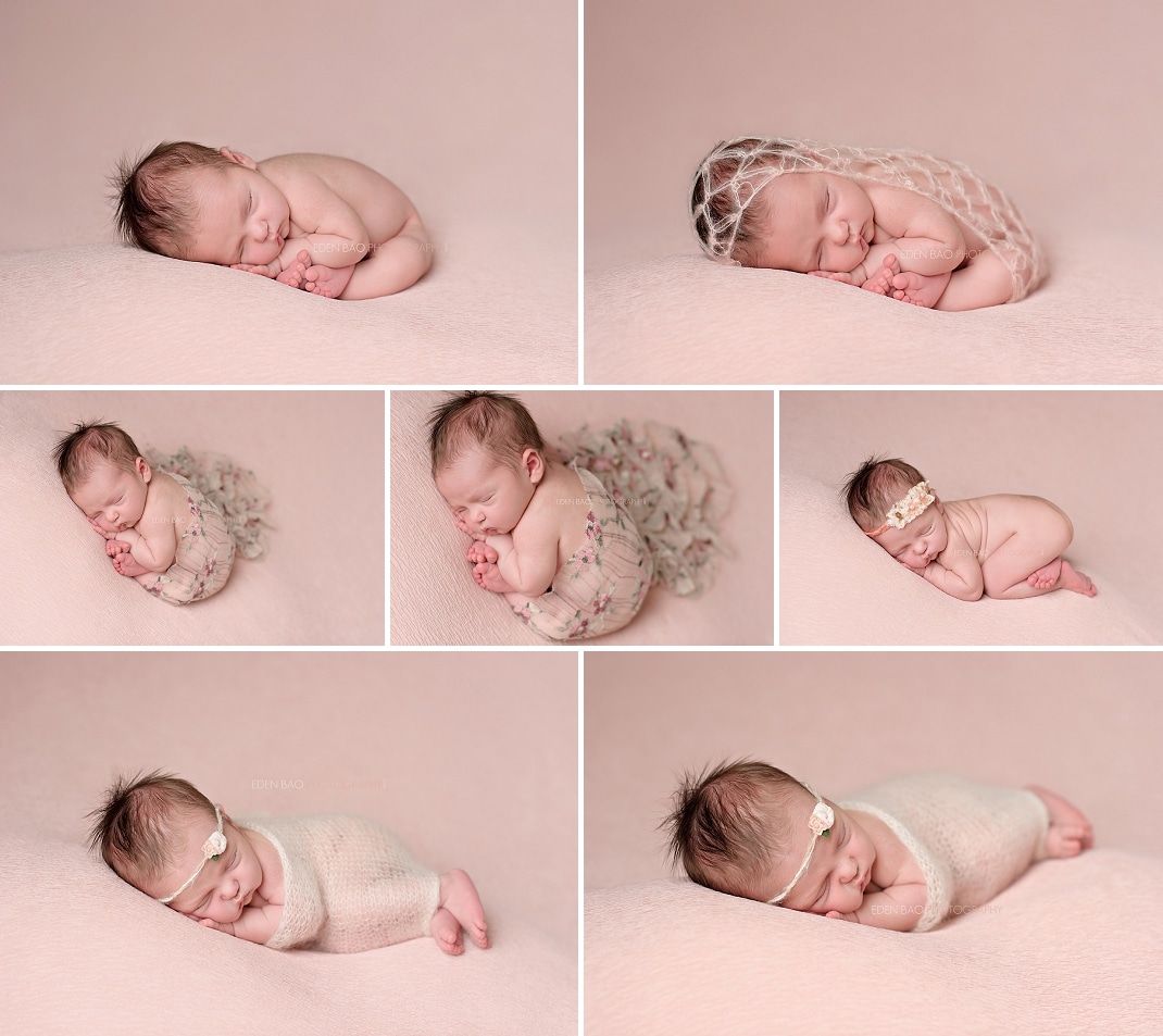 Seattle WA Newborn Photographer beanbag transition poses angles