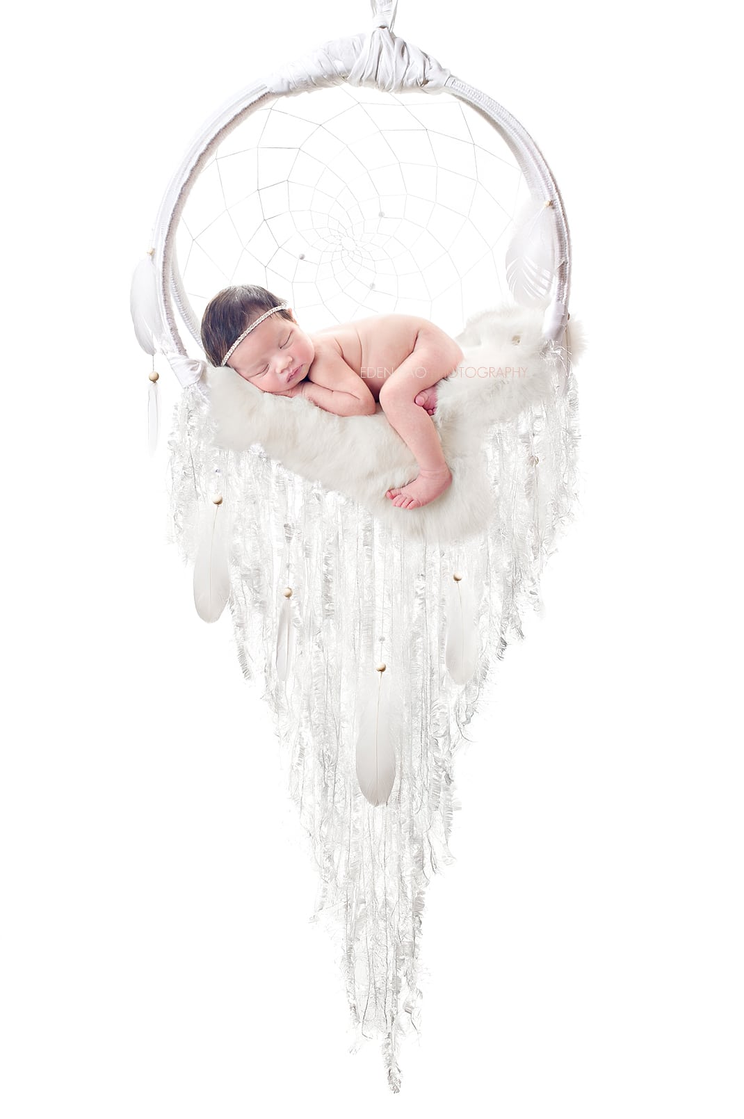 Seattle Newborn Photographer White feather dreamcatcher