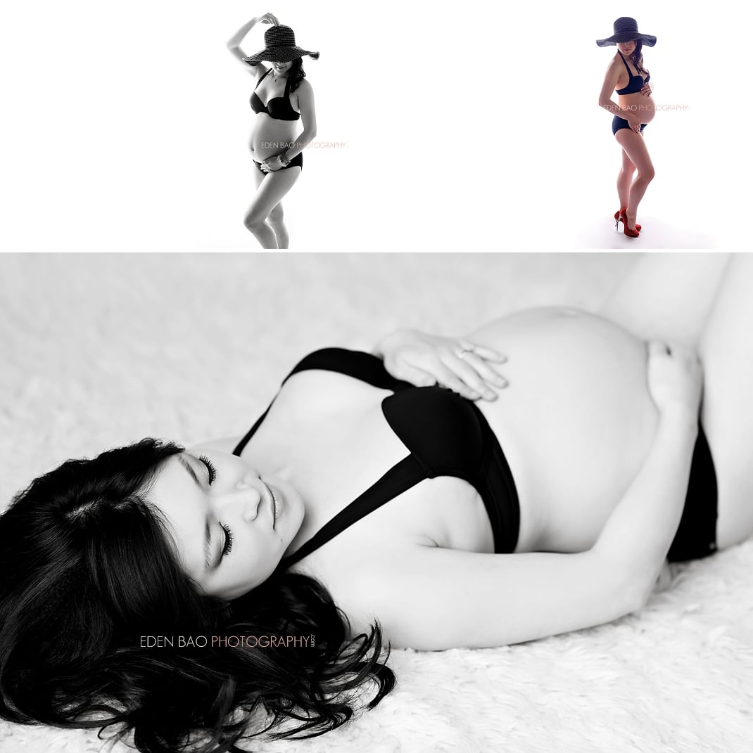 Seattle Maternity Photographer beach hat swim suit