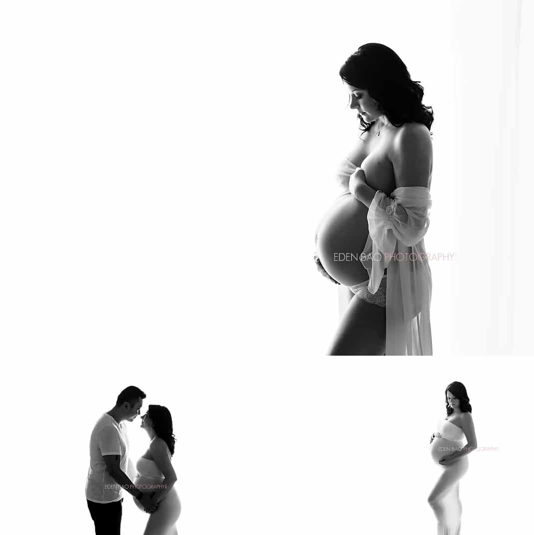 Maternity Photo Seattle black and white silouhette