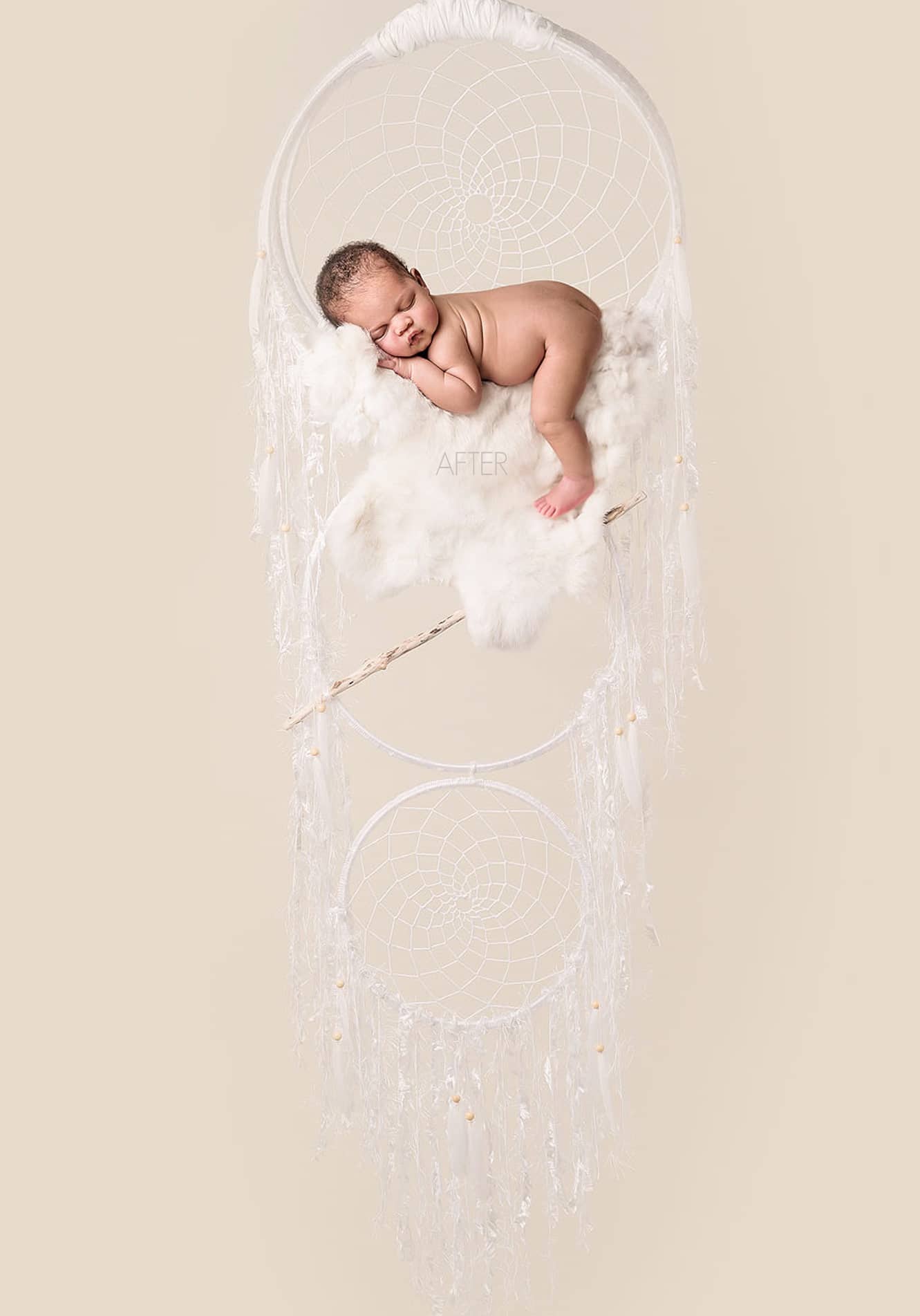 Newborn White Dreamcatcher After Photo Retouching Composite