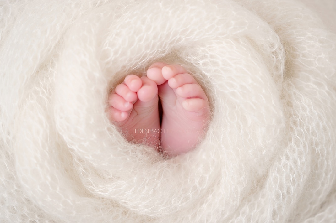 Kirkland WA Newborn Photographer wrapped feet