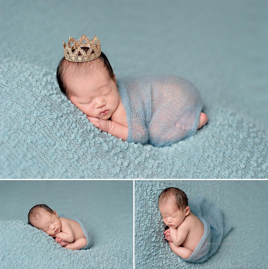 Seattle Newborn Photographer baby blue backdrop