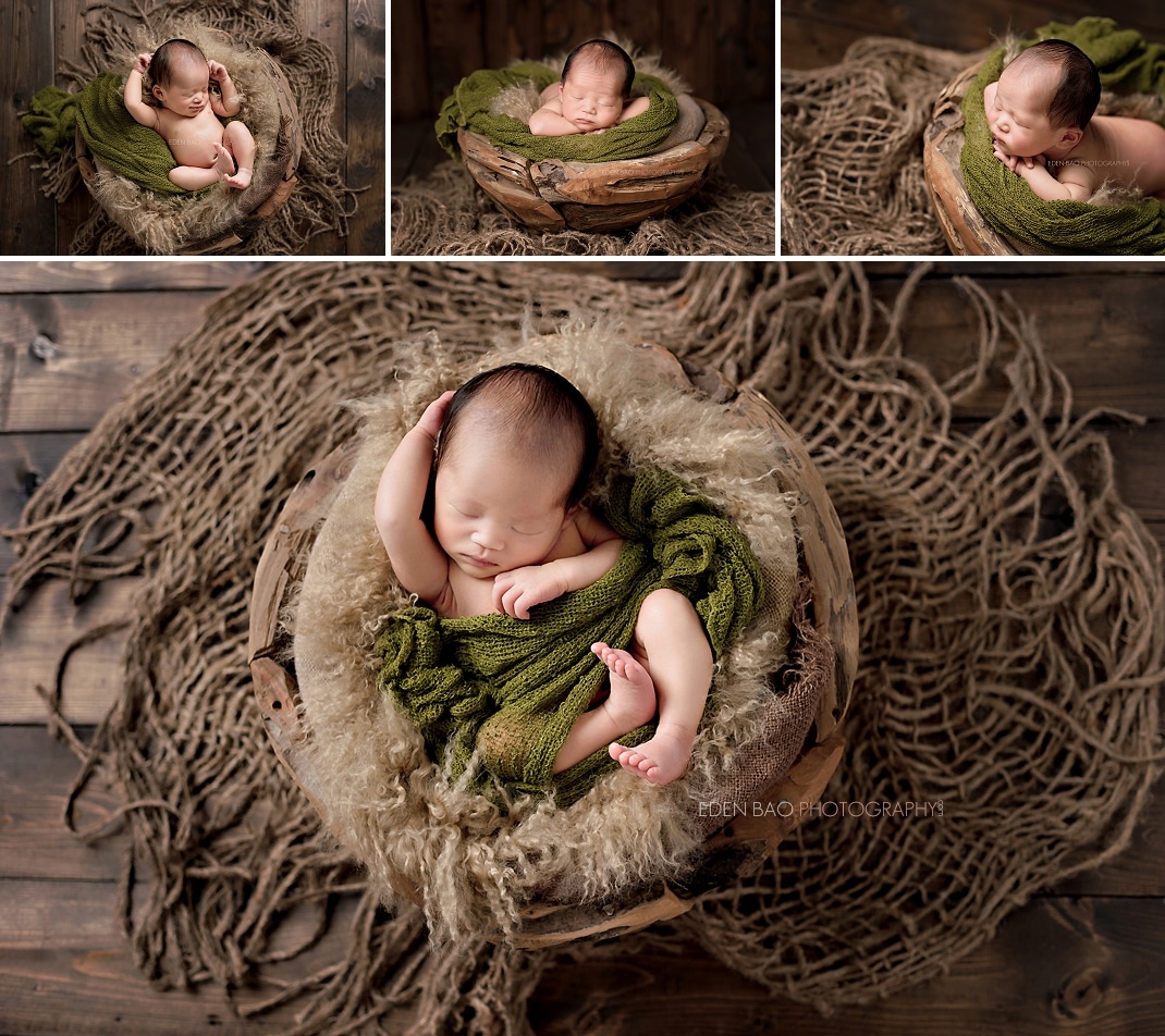 Seattle Newborn Photographer wood bowl rustic