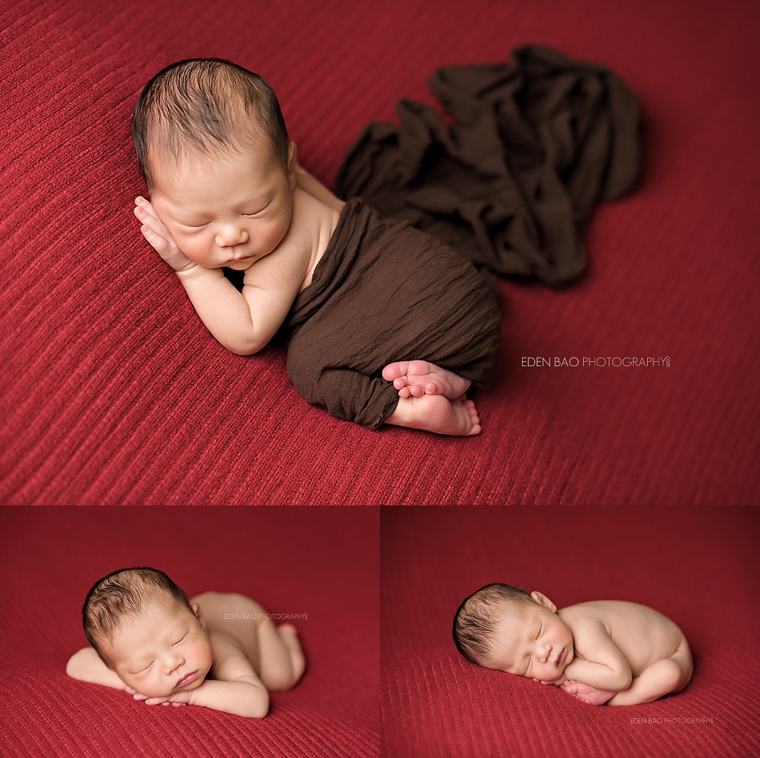 renton-newborn-photographer-baby-on-red-blanket
