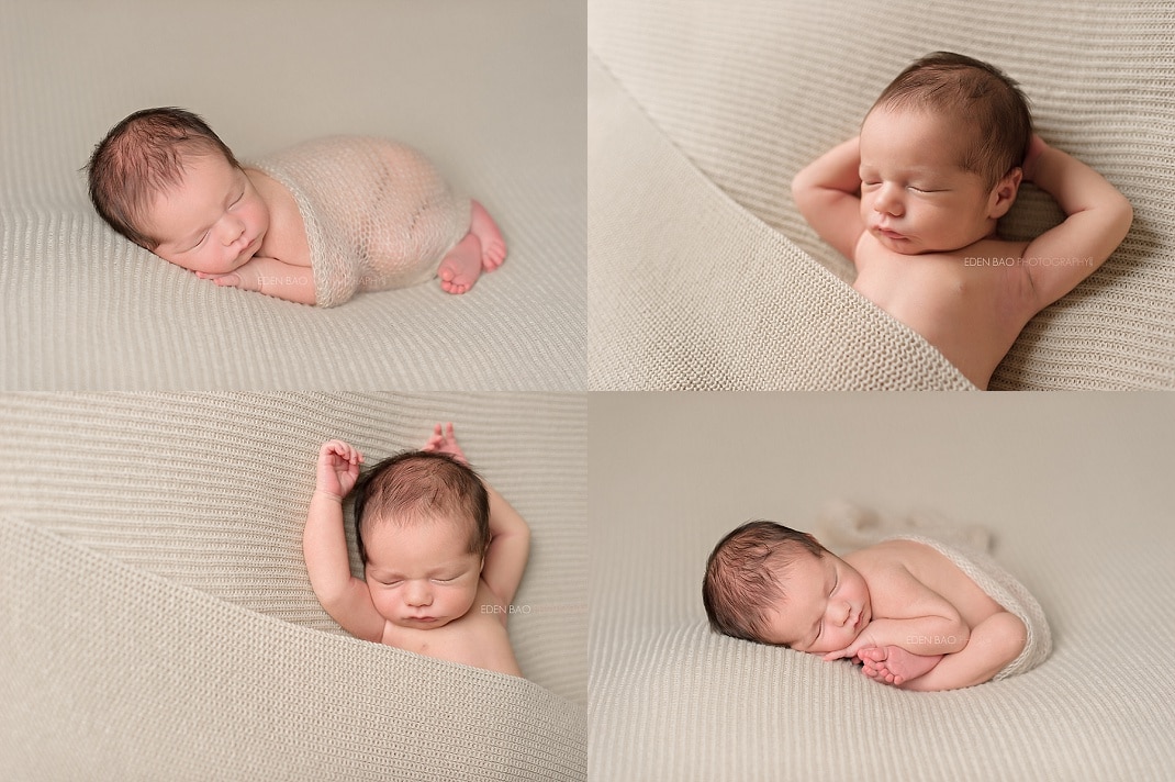 Snohomish newborn photographer baby on beige blanket