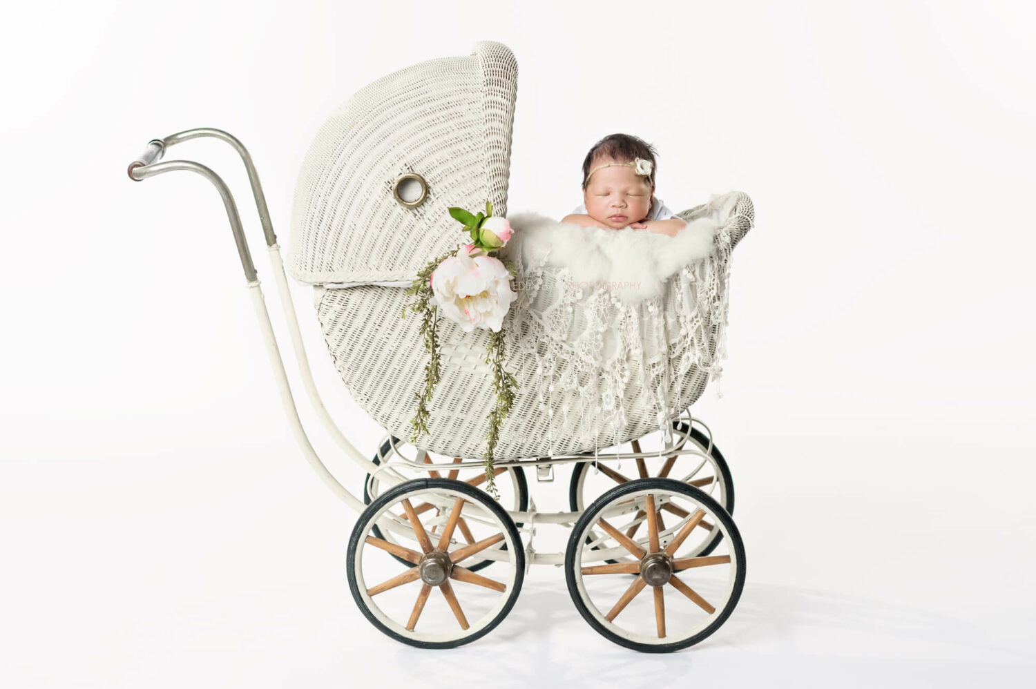 Newborn Vintage White Baby Carriage