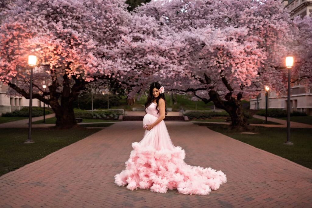 Cherry Blossom Harlow Maternity Gown Pink Eden Bao