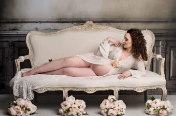 Lace Ivory Robe Maternity Photography Eden Bao