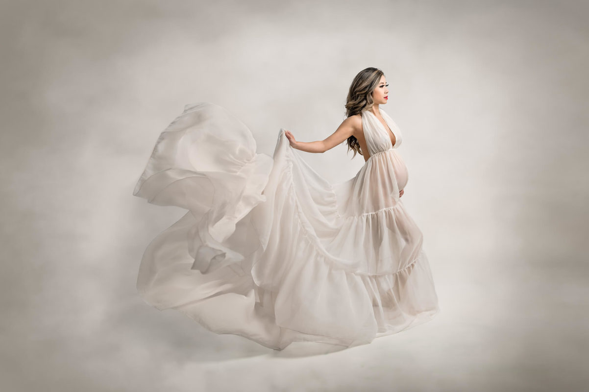 Studio Maternity Ivory Dress Toss Eden Bao