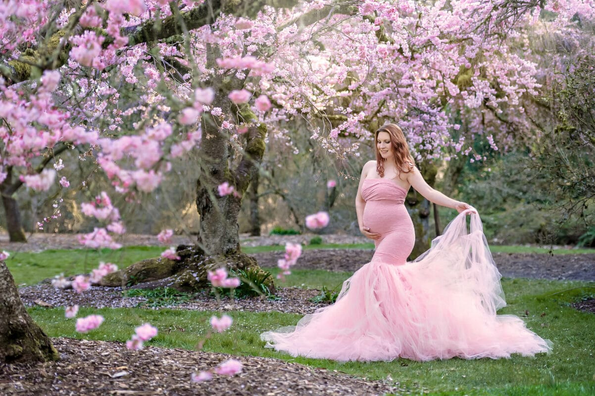 Seattle Cherry Blossom Maternity Photographer