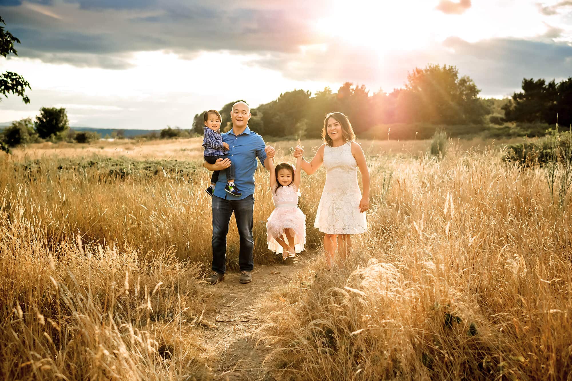Discovery Park Golden Grassy Field Seattle Family Photographer